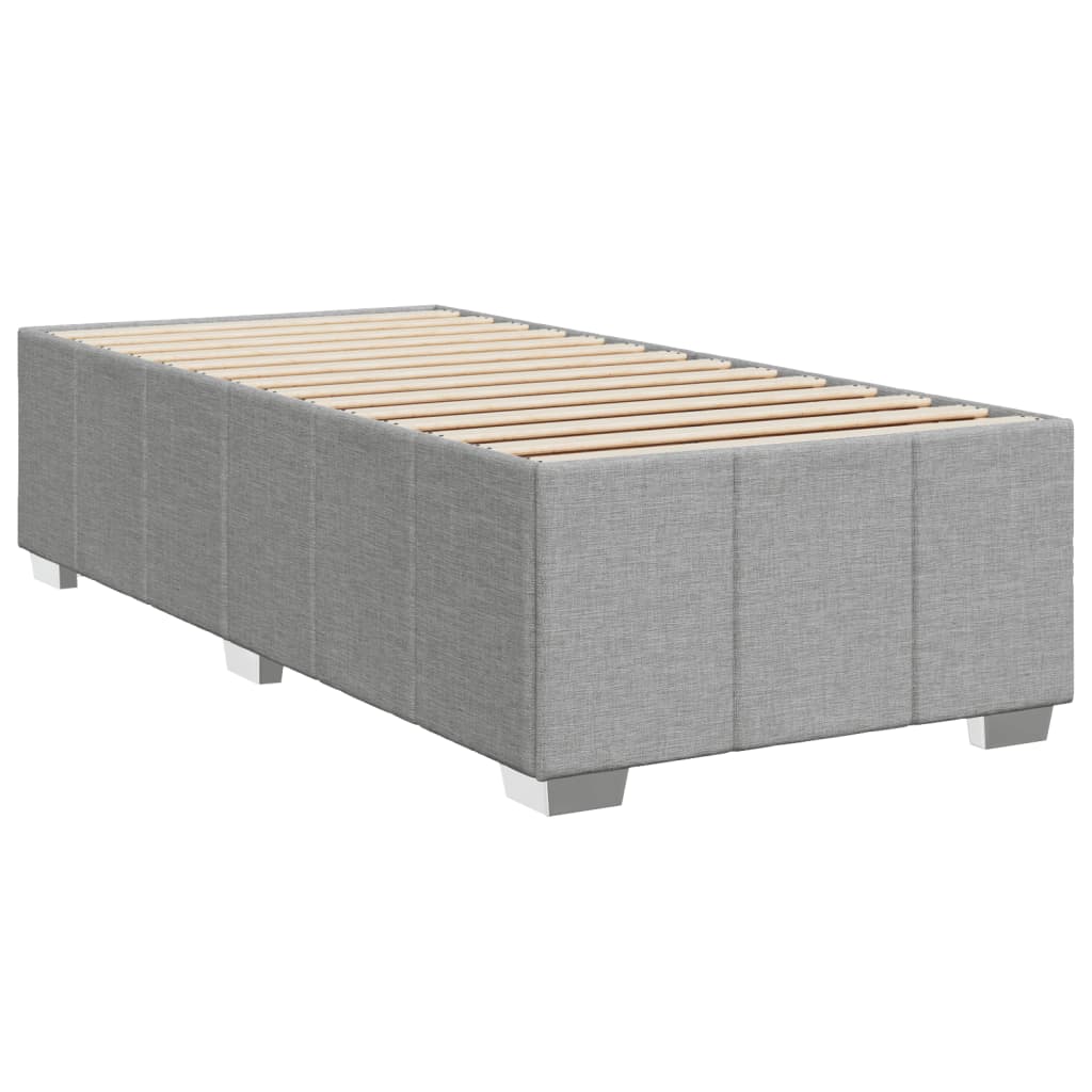 vidaXL Κρεβάτι Boxspring με Στρώμα Ανοιχτό Γκρι 90x200 εκ. Υφασμάτινο