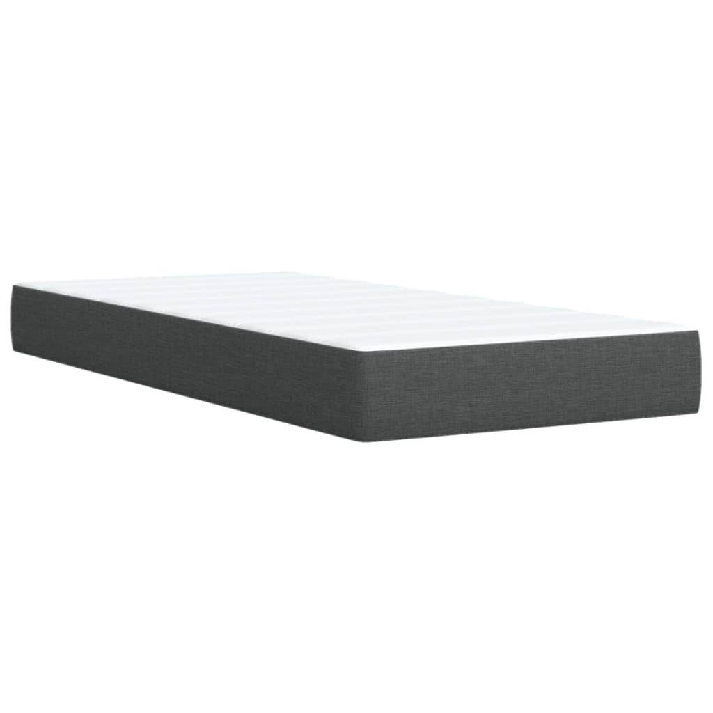 vidaXL Κρεβάτι Boxspring με Στρώμα Σκούρο Γκρι 90x200 εκ. Υφασμάτινο