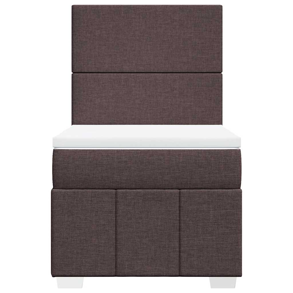 vidaXL Κρεβάτι Boxspring με Στρώμα Σκούρο Καφέ 90x200 εκ. Υφασμάτινο