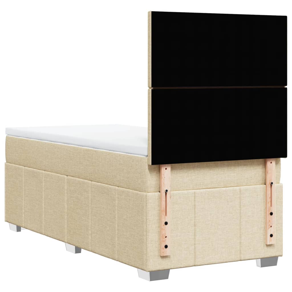 vidaXL Κρεβάτι Boxspring με Στρώμα Κρεμ 90x200 εκ.Υφασμάτινο