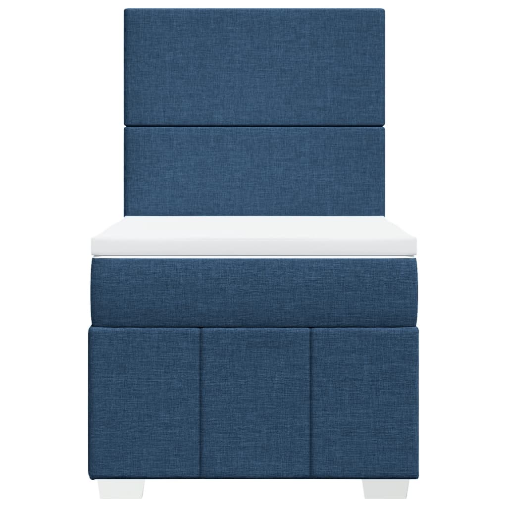 vidaXL Κρεβάτι Boxspring με Στρώμα Μπλε 90x200 εκ.Υφασμάτινο