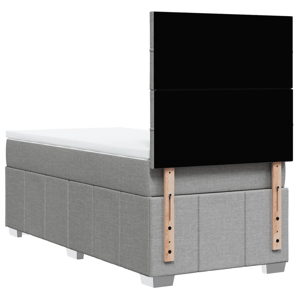 vidaXL Κρεβάτι Boxspring με Στρώμα Ανοιχτό Γκρι 90x200 εκ. Υφασμάτινο