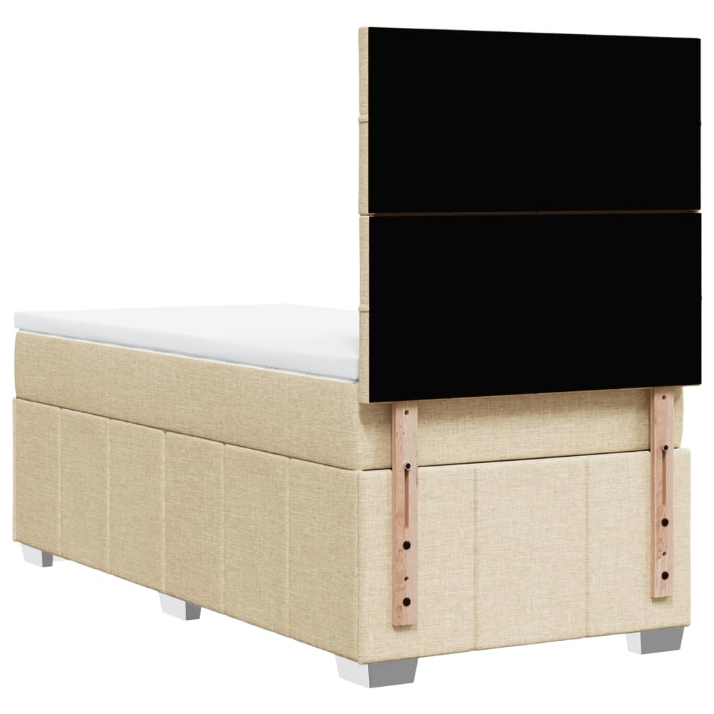 vidaXL Κρεβάτι Boxspring με Στρώμα Κρεμ 90x200 εκ.Υφασμάτινο