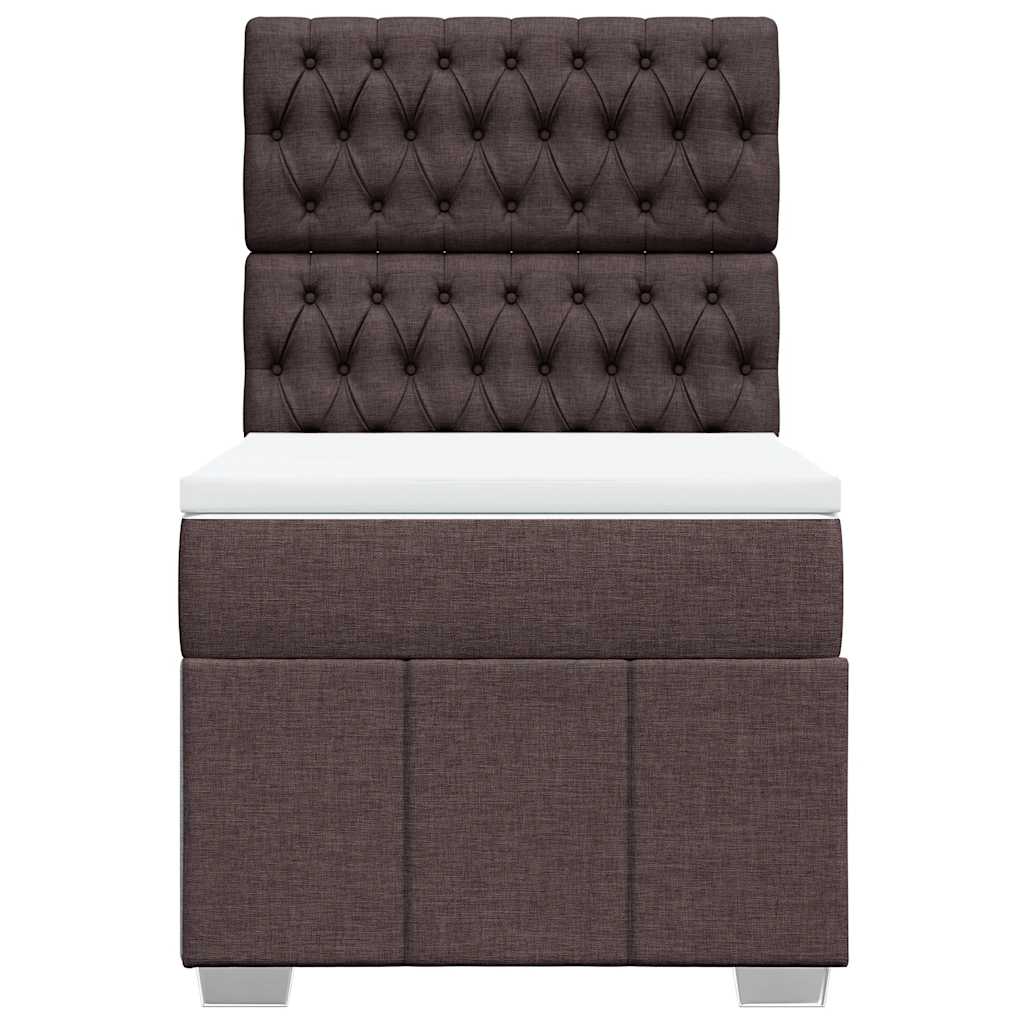 vidaXL Κρεβάτι Boxspring με Στρώμα Σκούρο Καφέ 90x200 εκ. Υφασμάτινο