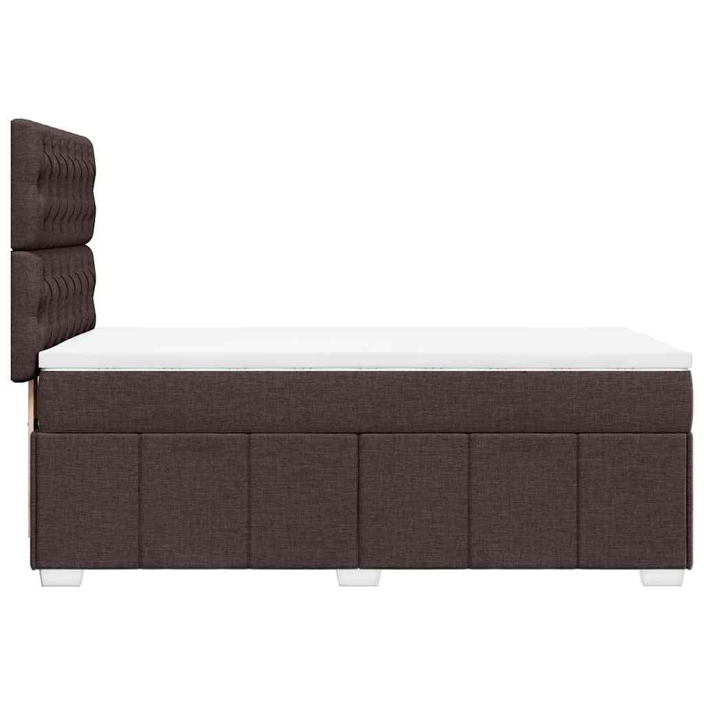 vidaXL Κρεβάτι Boxspring με Στρώμα Σκούρο Καφέ 90x200 εκ. Υφασμάτινο