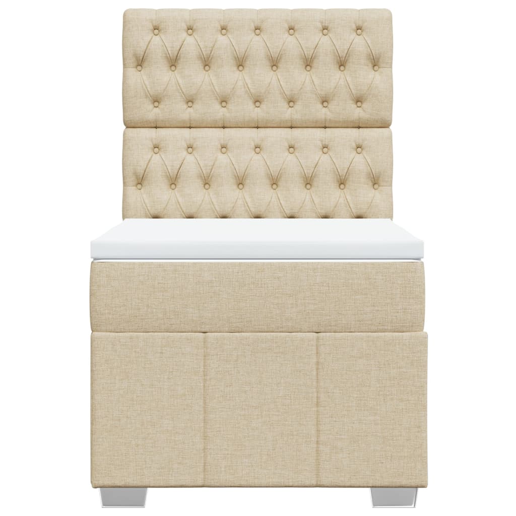 vidaXL Κρεβάτι Boxspring με Στρώμα Κρεμ 90x200 εκ.Υφασμάτινο