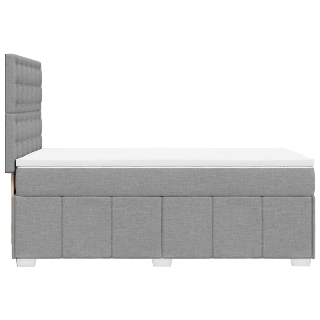 vidaXL Κρεβάτι Boxspring με Στρώμα Ανοιχτό Γκρι 90x200 εκ. Υφασμάτινο