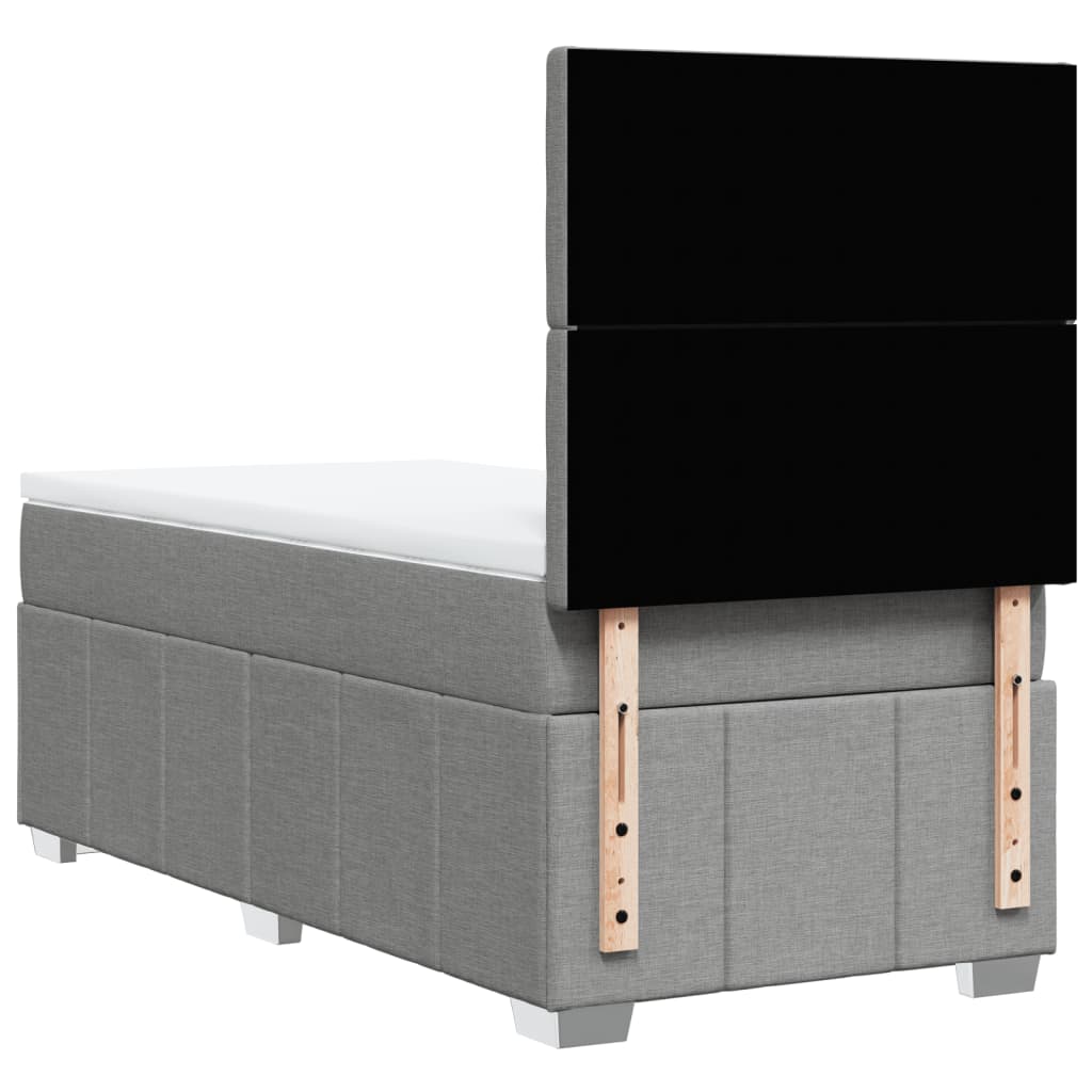 vidaXL Κρεβάτι Boxspring με Στρώμα Ανοιχτό Γκρι 90x200 εκ. Υφασμάτινο