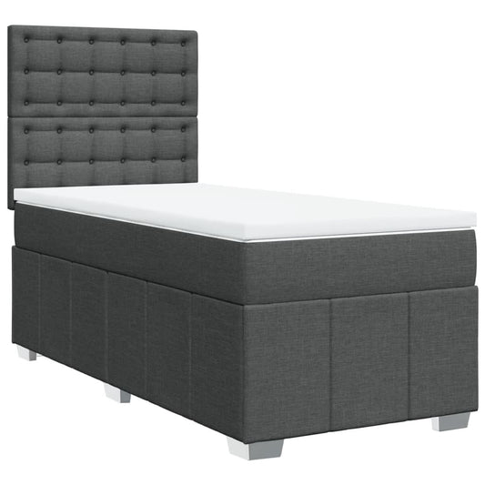 vidaXL Κρεβάτι Boxspring με Στρώμα Σκούρο Γκρι 90x200 εκ. Υφασμάτινο