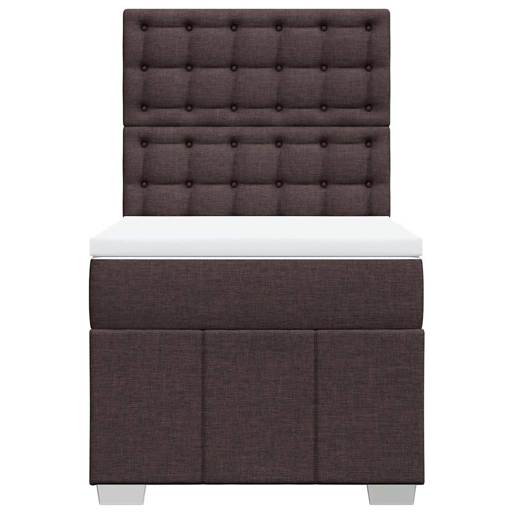 vidaXL Κρεβάτι Boxspring με Στρώμα Σκούρο Καφέ 90x200 εκ. Υφασμάτινο