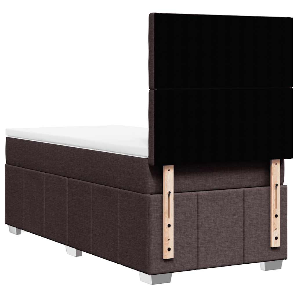 vidaXL Κρεβάτι Boxspring με Στρώμα Σκούρο Καφέ 90x200 εκ. Υφασμάτινο