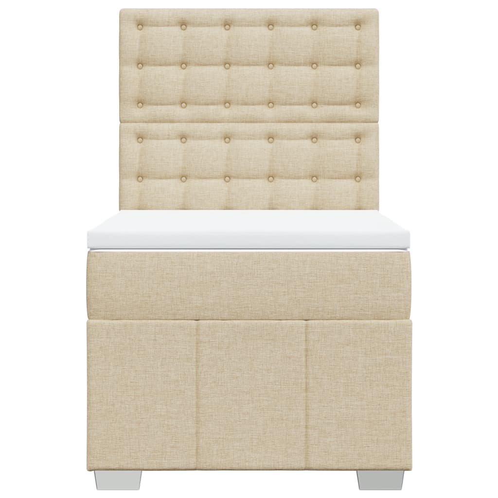 vidaXL Κρεβάτι Boxspring με Στρώμα Κρεμ 90x200 εκ.Υφασμάτινο