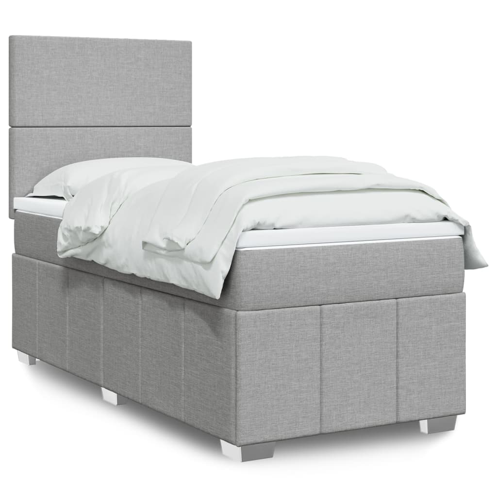 vidaXL Κρεβάτι Boxspring με Στρώμα Ανοιχτό Γκρι 100x200 εκ. Υφασμάτινο