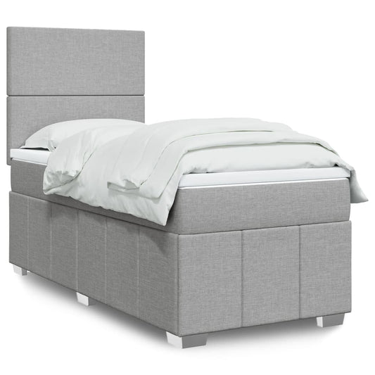 vidaXL Κρεβάτι Boxspring με Στρώμα Ανοιχτό Γκρι 100x200 εκ. Υφασμάτινο