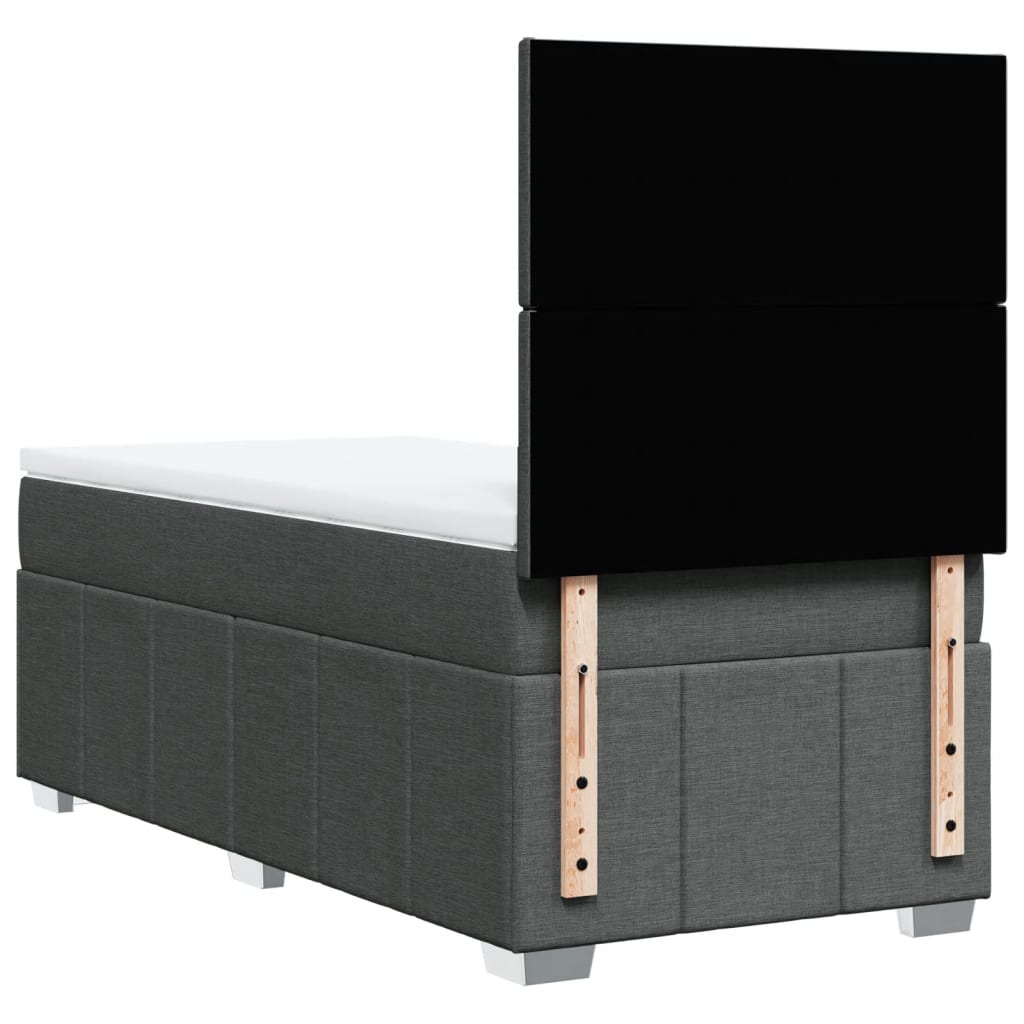 vidaXL Κρεβάτι Boxspring με Στρώμα Σκούρο Γκρι 100x200 εκ. Υφασμάτινο