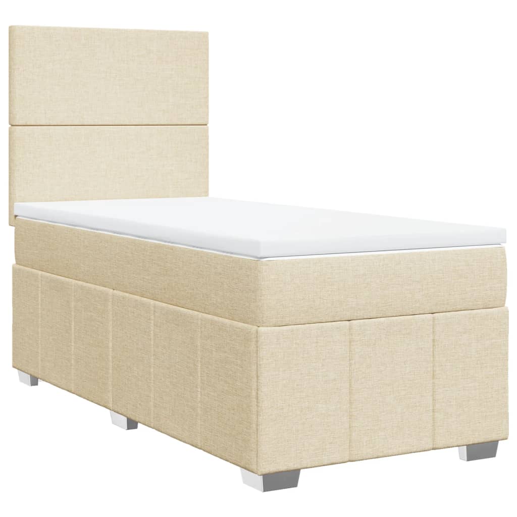 vidaXL Κρεβάτι Boxspring με Στρώμα Κρεμ 100 x 200 εκ. Υφασμάτινο