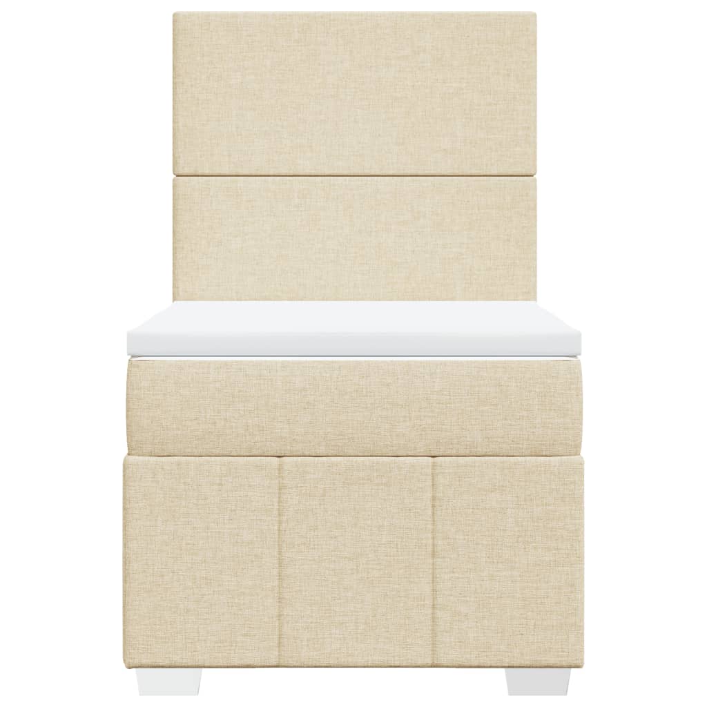vidaXL Κρεβάτι Boxspring με Στρώμα Κρεμ 100 x 200 εκ. Υφασμάτινο