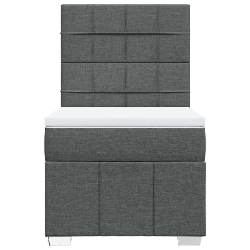 vidaXL Κρεβάτι Boxspring με Στρώμα Σκούρο Γκρι 100x200 εκ. Υφασμάτινο