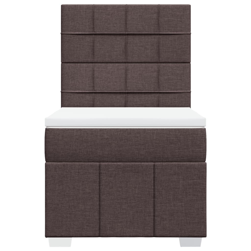 vidaXL Κρεβάτι Boxspring με Στρώμα Σκούρο Καφέ 100x200 εκ. Υφασμάτινο