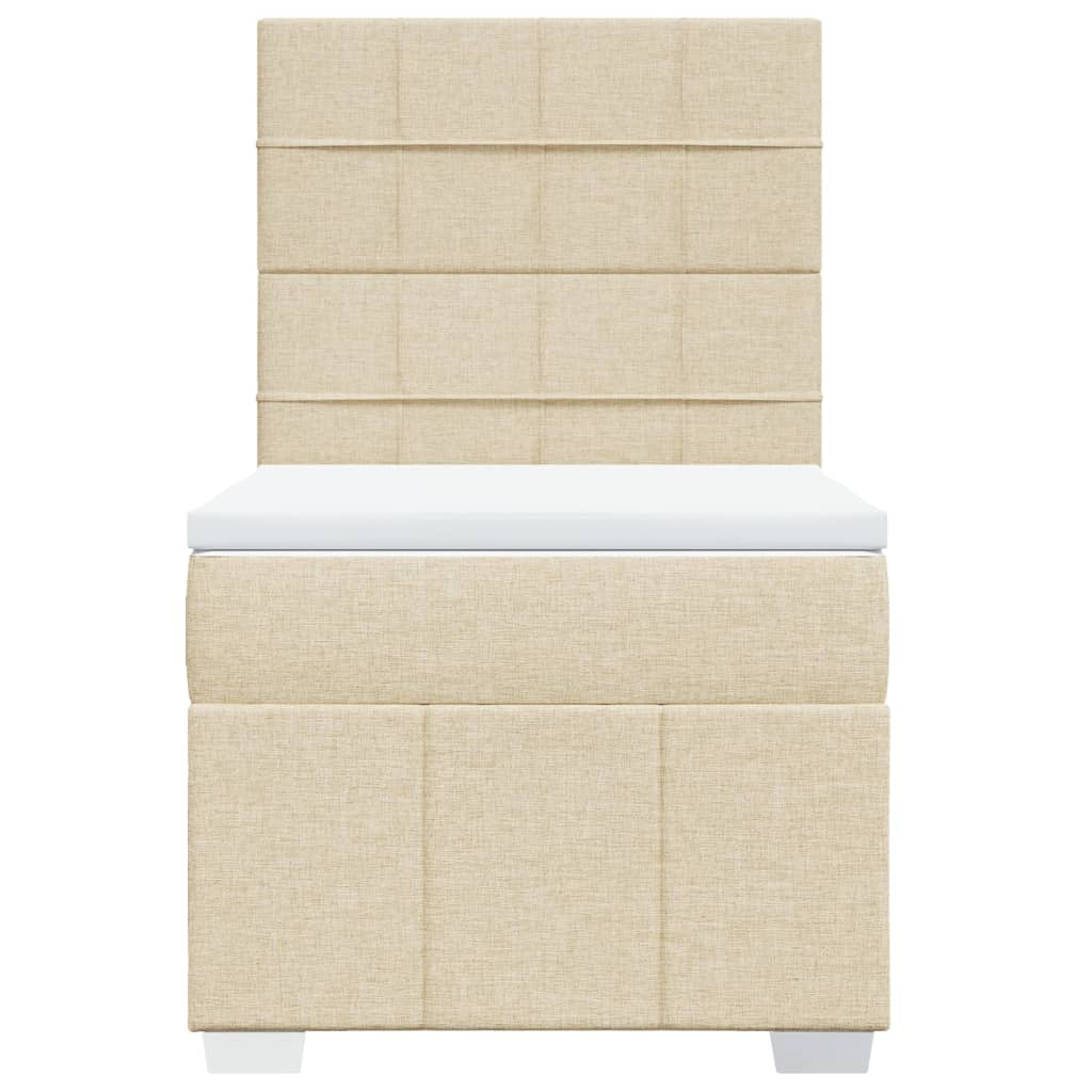 vidaXL Κρεβάτι Boxspring με Στρώμα Κρεμ 100 x 200 εκ. Υφασμάτινο