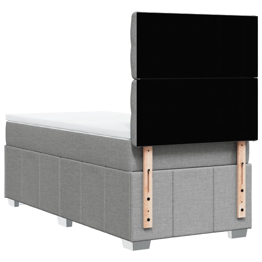 vidaXL Κρεβάτι Boxspring με Στρώμα Ανοιχτό Γκρι 100x200 εκ. Υφασμάτινο