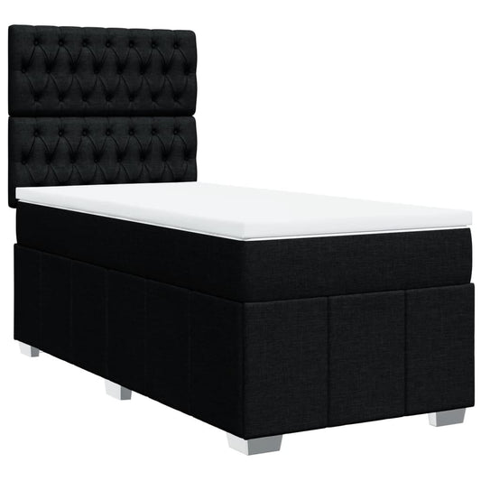 vidaXL Κρεβάτι Boxspring με Στρώμα Μαύρο 100 x 200 εκ. Υφασμάτινο