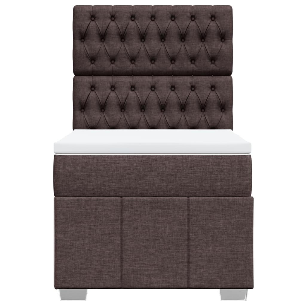 vidaXL Κρεβάτι Boxspring με Στρώμα Σκούρο Καφέ 100x200 εκ. Υφασμάτινο