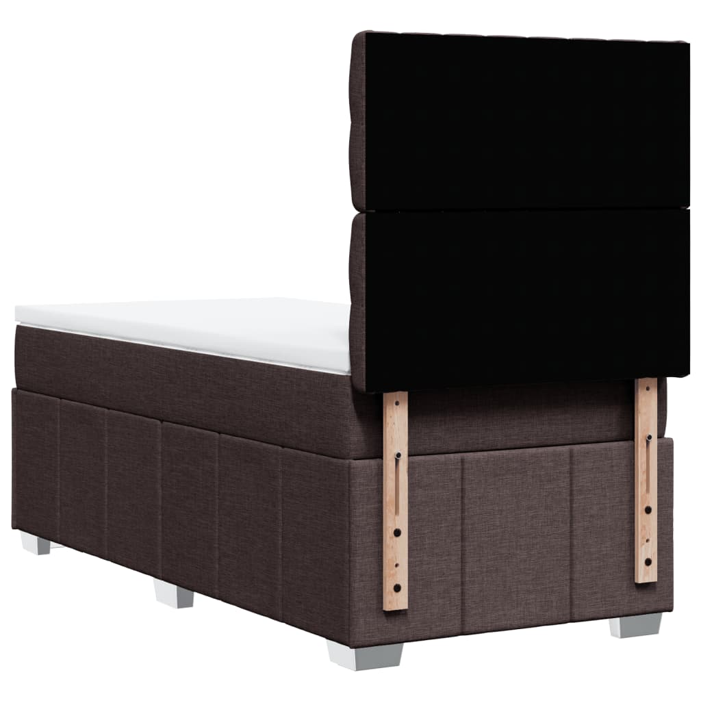 vidaXL Κρεβάτι Boxspring με Στρώμα Σκούρο Καφέ 100x200 εκ. Υφασμάτινο