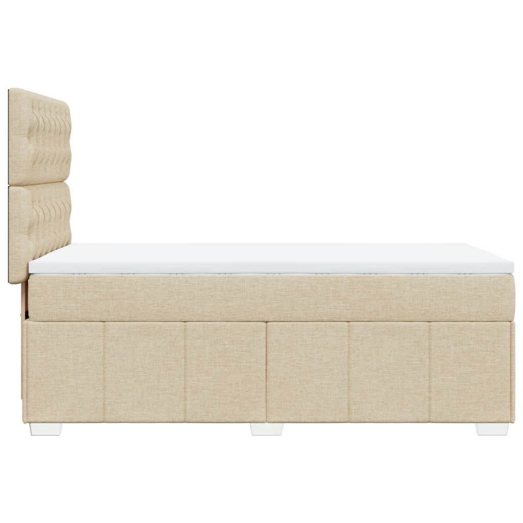 vidaXL Κρεβάτι Boxspring με Στρώμα Κρεμ 100 x 200 εκ. Υφασμάτινο