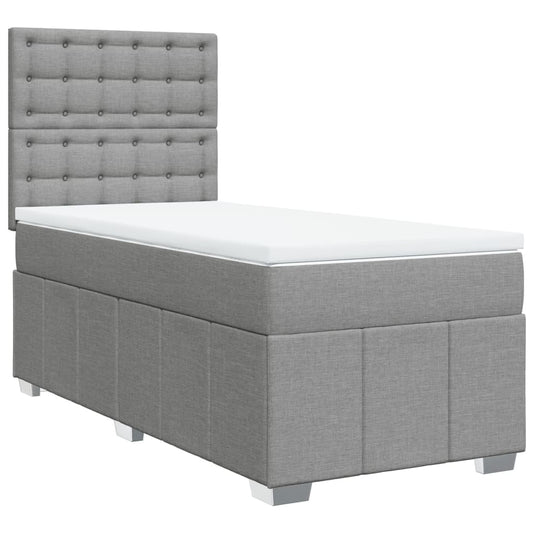 vidaXL Κρεβάτι Boxspring με Στρώμα Ανοιχτό Γκρι 100x200 εκ. Υφασμάτινο