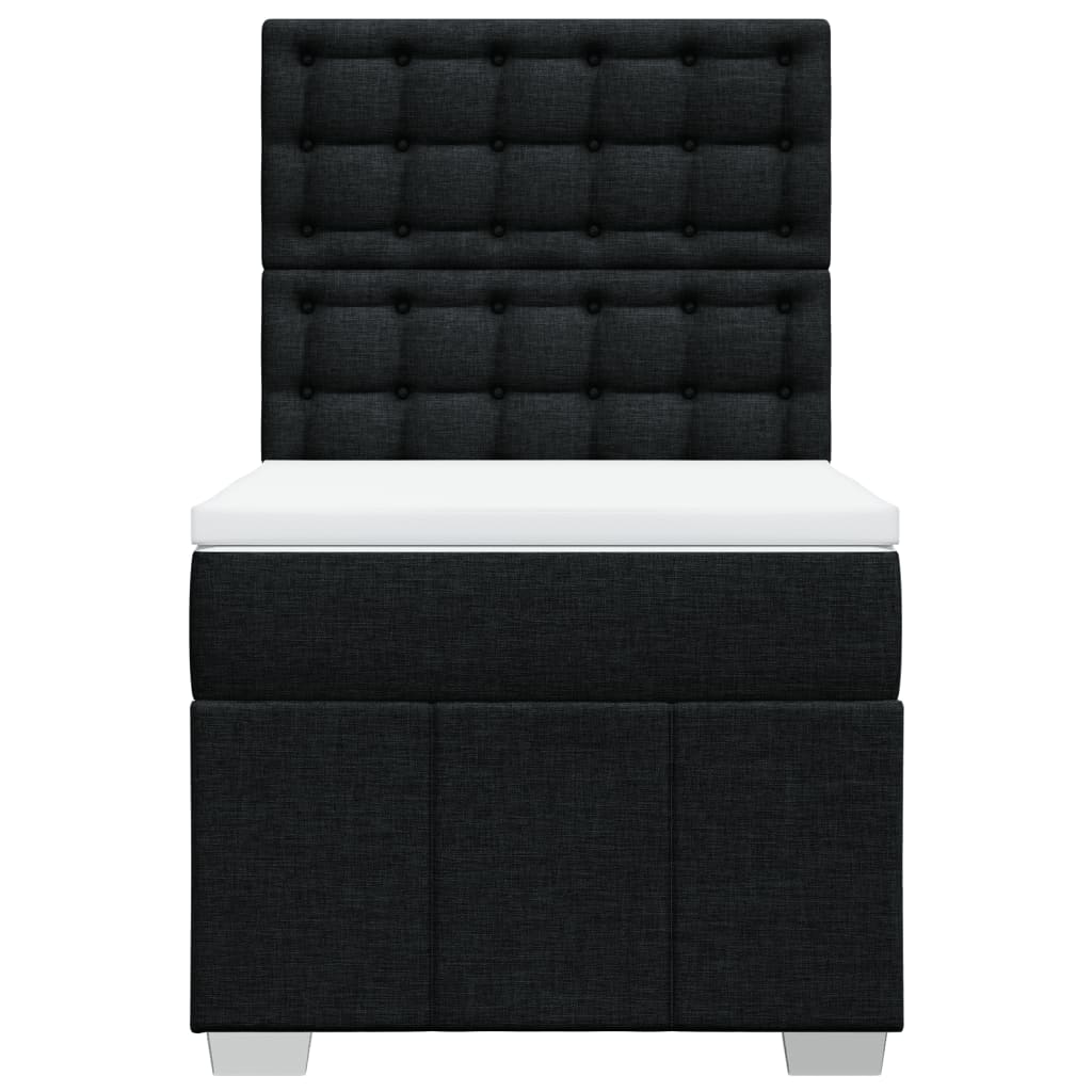 vidaXL Κρεβάτι Boxspring με Στρώμα Μαύρο 100 x 200 εκ. Υφασμάτινο