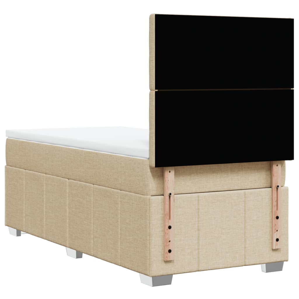 vidaXL Κρεβάτι Boxspring με Στρώμα Κρεμ 100 x 200 εκ. Υφασμάτινο