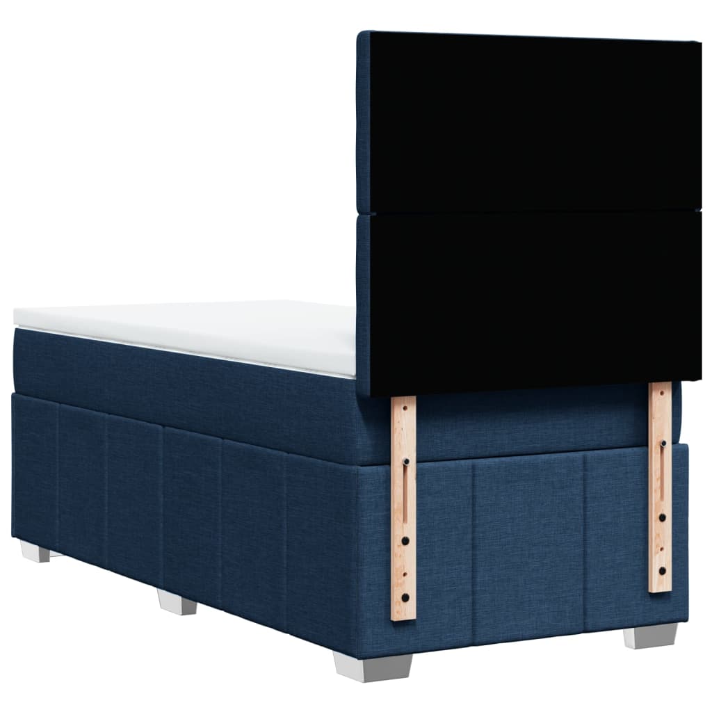 vidaXL Κρεβάτι Boxspring με Στρώμα Μπλε 100 x 200 εκ. Υφασμάτινο
