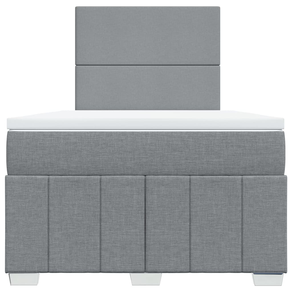 vidaXL Κρεβάτι Boxspring με Στρώμα Ανοιχτό Γκρι 120x190 εκ. Υφασμάτινο