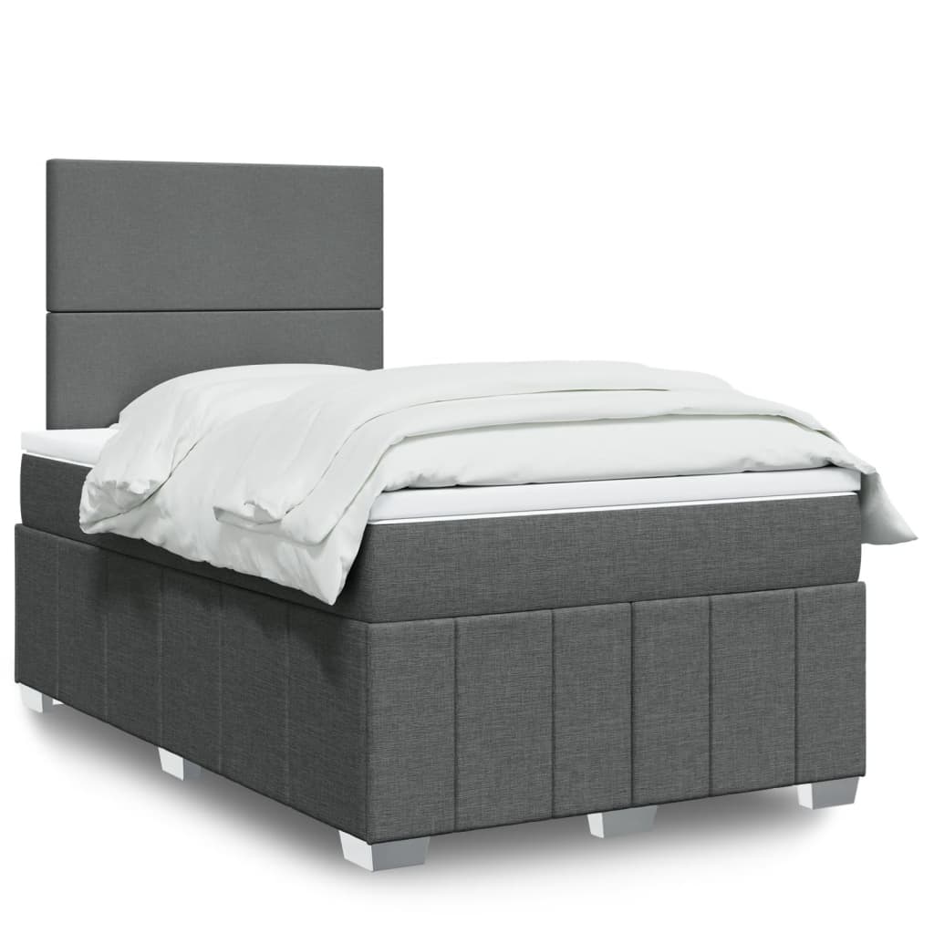 vidaXL Κρεβάτι Boxspring με Στρώμα Σκούρο Γκρι 120x190 εκ Υφασμάτινο