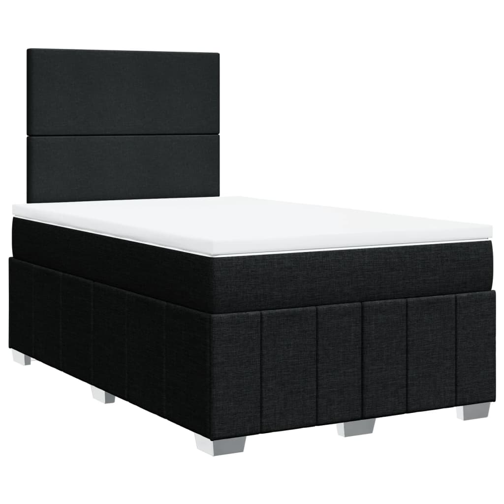vidaXL Κρεβάτι Boxspring με Στρώμα Μαύρο 120x190 εκ. Υφασμάτινο