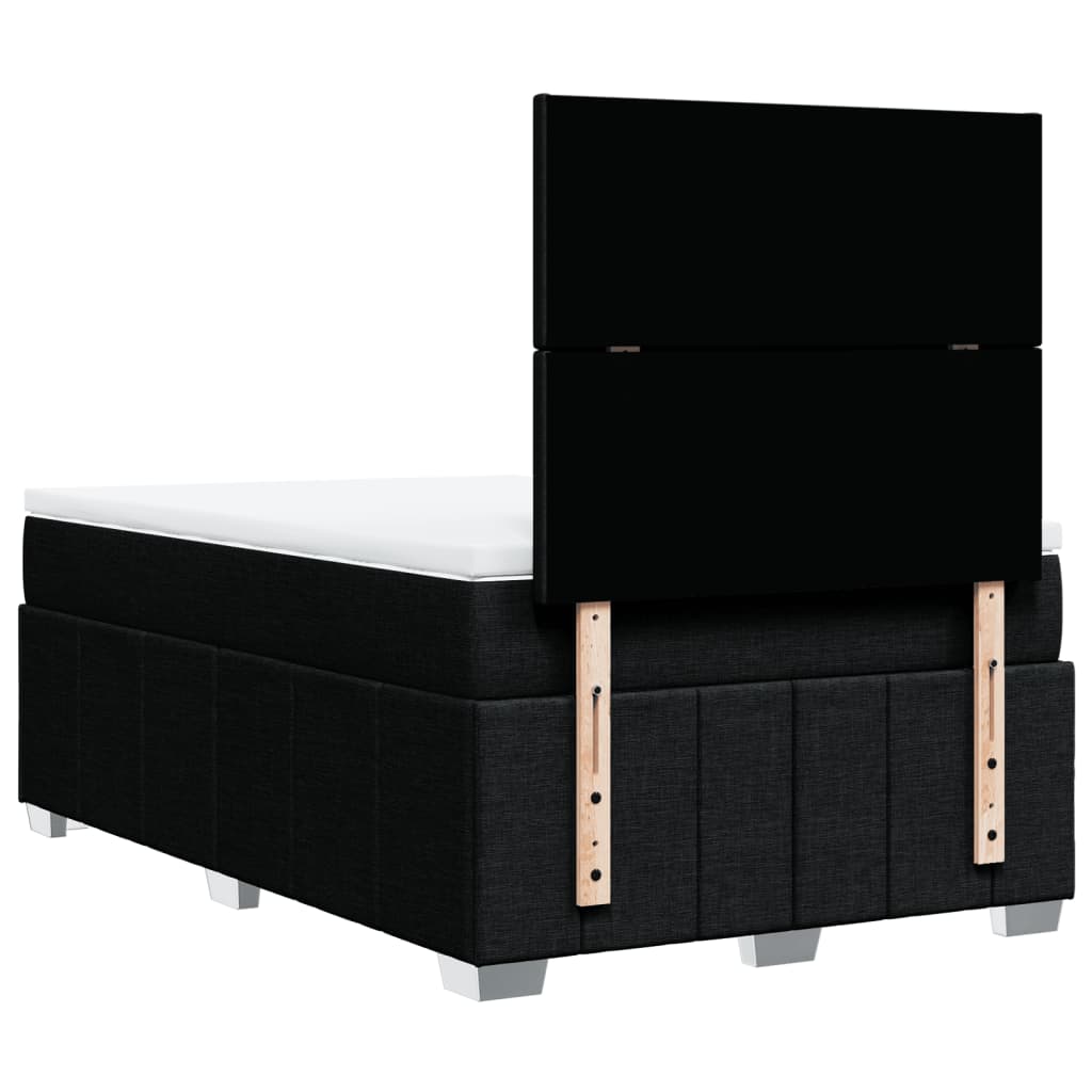 vidaXL Κρεβάτι Boxspring με Στρώμα Μαύρο 120x190 εκ. Υφασμάτινο