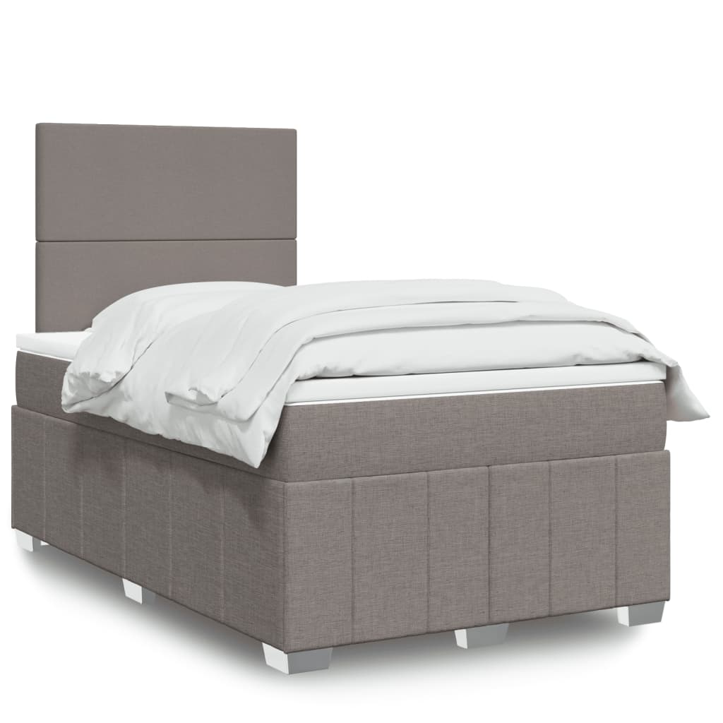vidaXL Κρεβάτι Boxspring με Στρώμα Taupe 120x190 εκ. Υφασμάτινο
