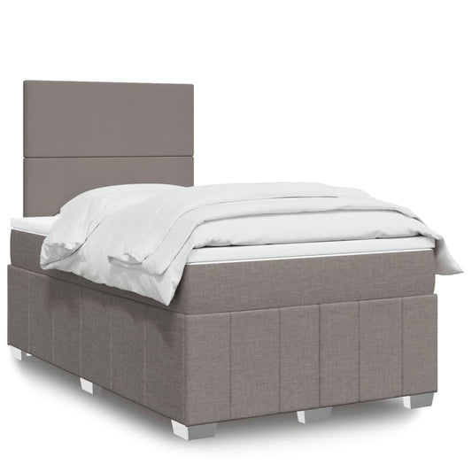 vidaXL Κρεβάτι Boxspring με Στρώμα Taupe 120x190 εκ. Υφασμάτινο