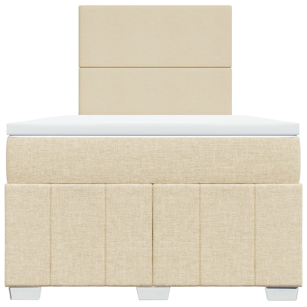 vidaXL Κρεβάτι Boxspring με Στρώμα Κρεμ 120x190 εκ. Υφασμάτινο