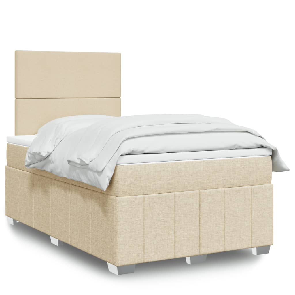 vidaXL Κρεβάτι Boxspring με Στρώμα Κρεμ 120x190 εκ. Υφασμάτινο