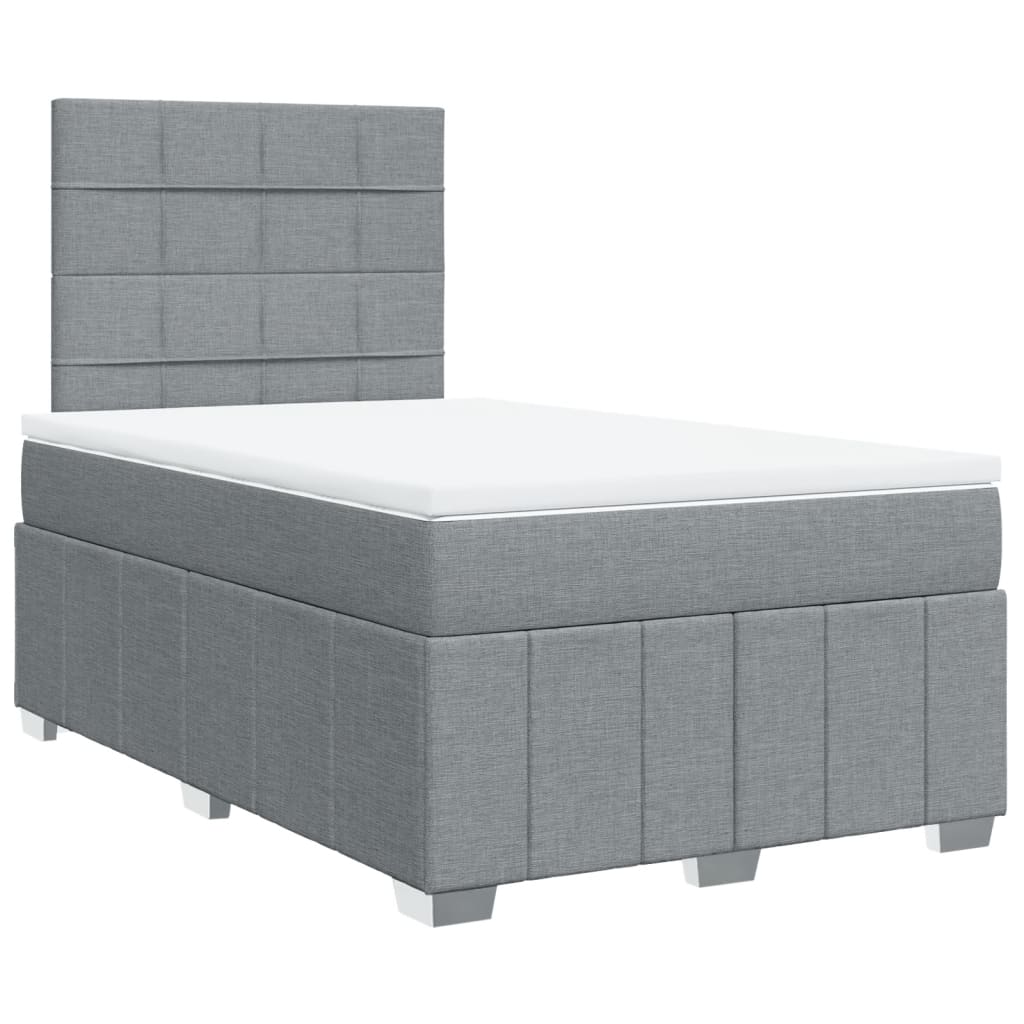 vidaXL Κρεβάτι Boxspring με Στρώμα Ανοιχτό Γκρι 120x190 εκ. Υφασμάτινο