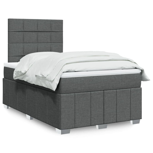 vidaXL Κρεβάτι Boxspring με Στρώμα Σκούρο Γκρι 120x190 εκ Υφασμάτινο