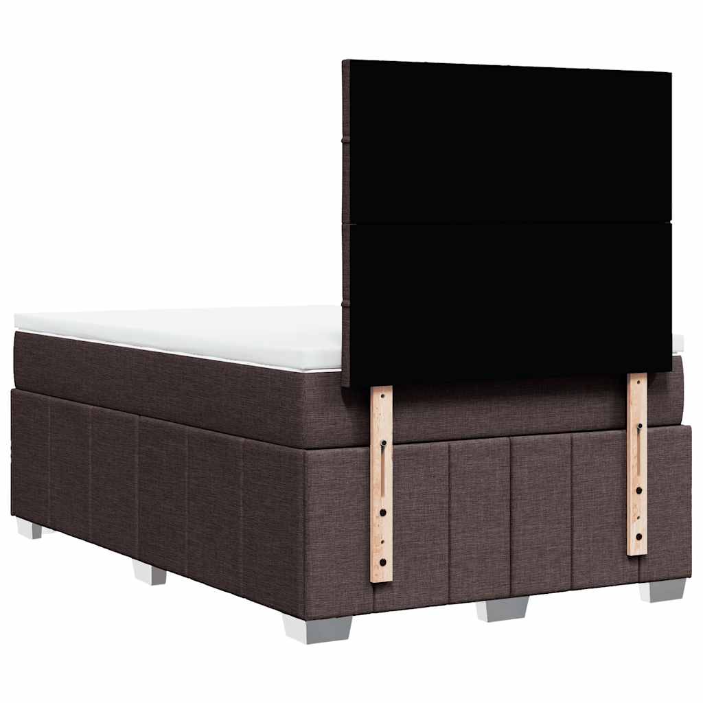 vidaXL Κρεβάτι Boxspring με Στρώμα Σκούρο Καφέ 120x190 εκ Υφασμάτινο