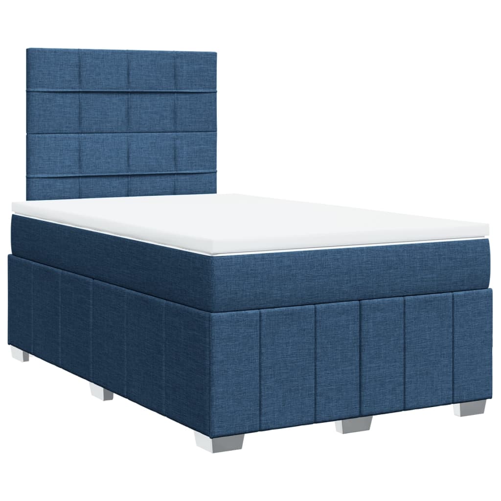 vidaXL Κρεβάτι Boxspring με Στρώμα Μπλε 120x190 εκ. Υφασμάτινο
