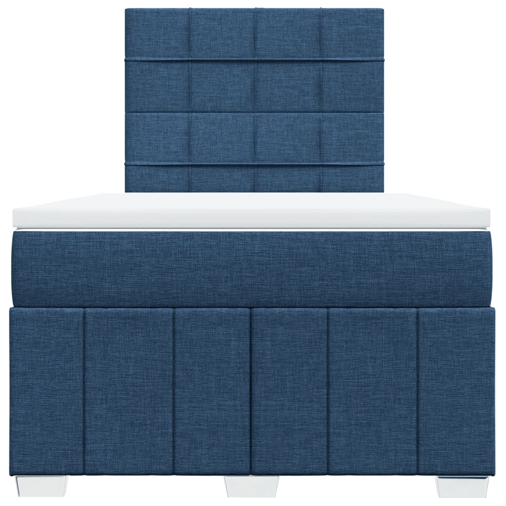 vidaXL Κρεβάτι Boxspring με Στρώμα Μπλε 120x190 εκ. Υφασμάτινο