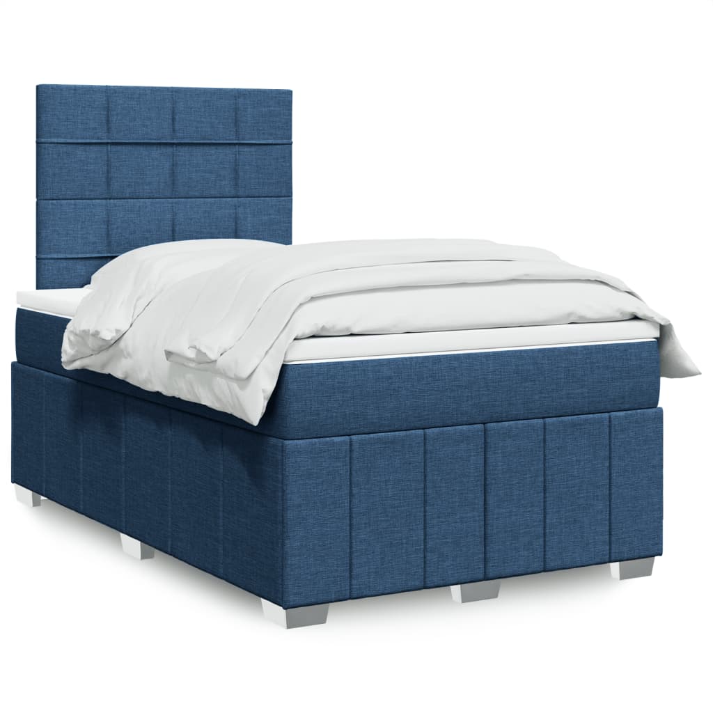 vidaXL Κρεβάτι Boxspring με Στρώμα Μπλε 120x190 εκ. Υφασμάτινο
