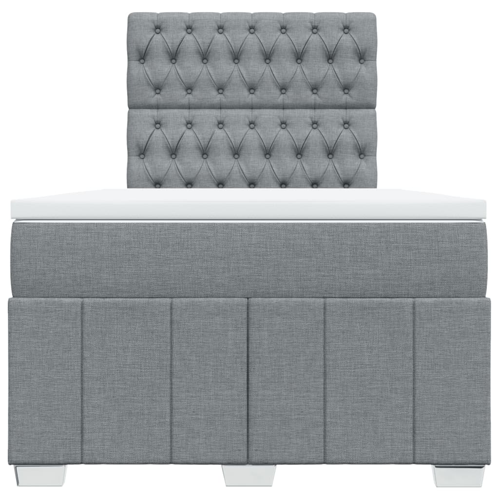 vidaXL Κρεβάτι Boxspring με Στρώμα Ανοιχτό Γκρι 120x190 εκ. Υφασμάτινο