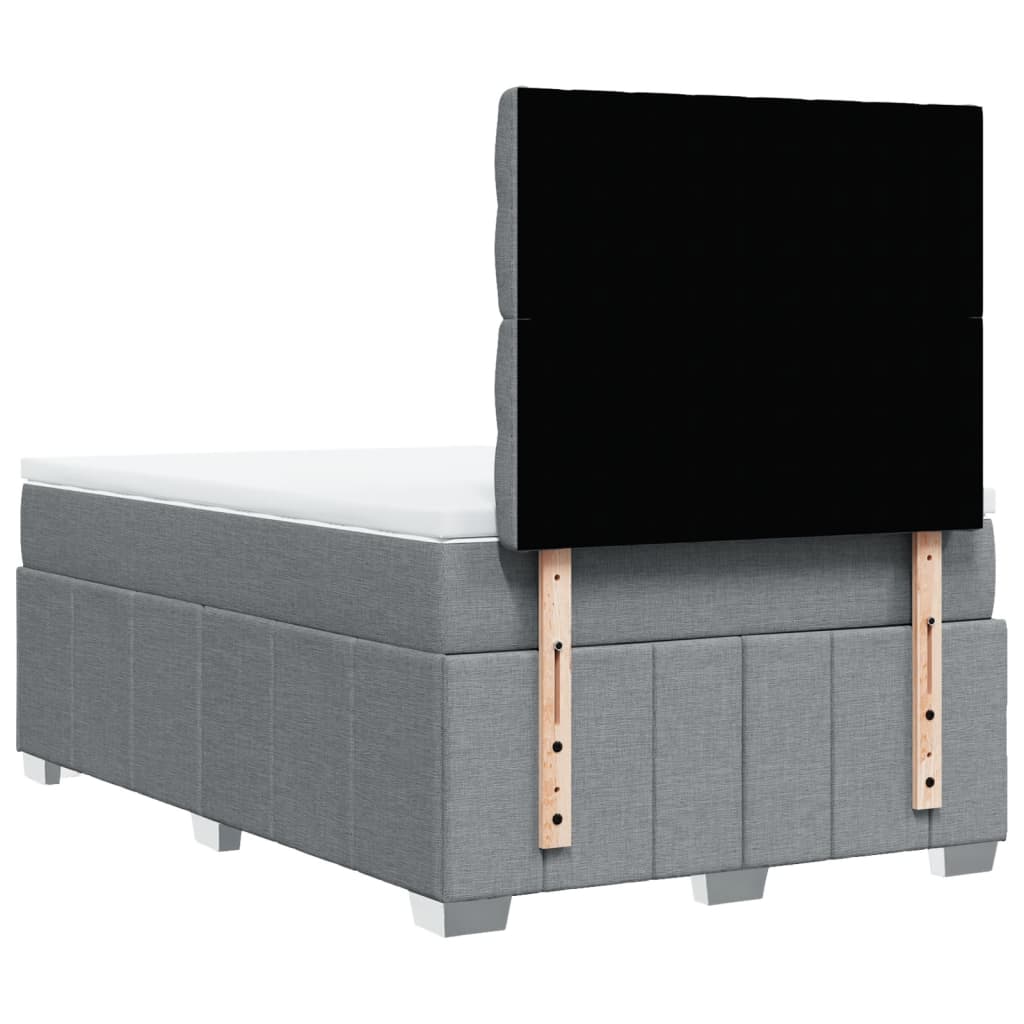 vidaXL Κρεβάτι Boxspring με Στρώμα Ανοιχτό Γκρι 120x190 εκ. Υφασμάτινο