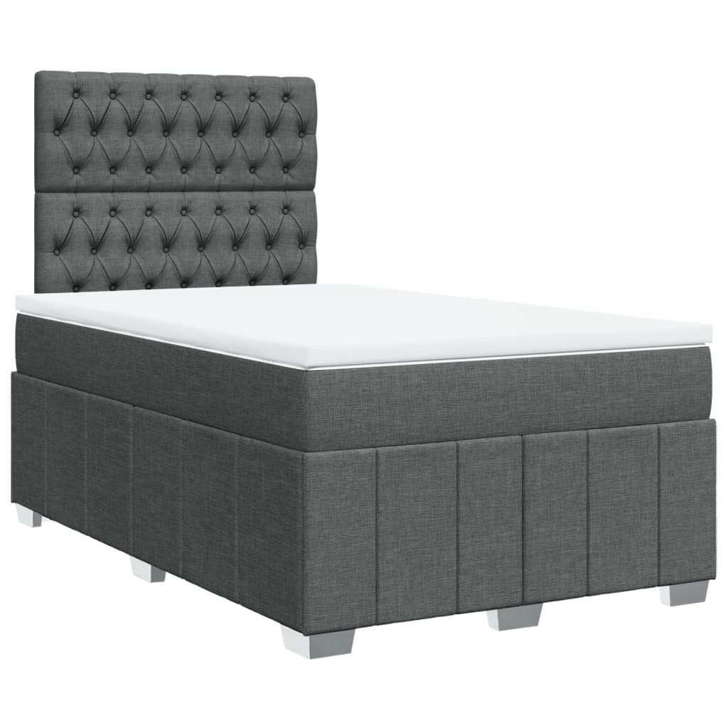 vidaXL Κρεβάτι Boxspring με Στρώμα Σκούρο Γκρι 120x190 εκ Υφασμάτινο